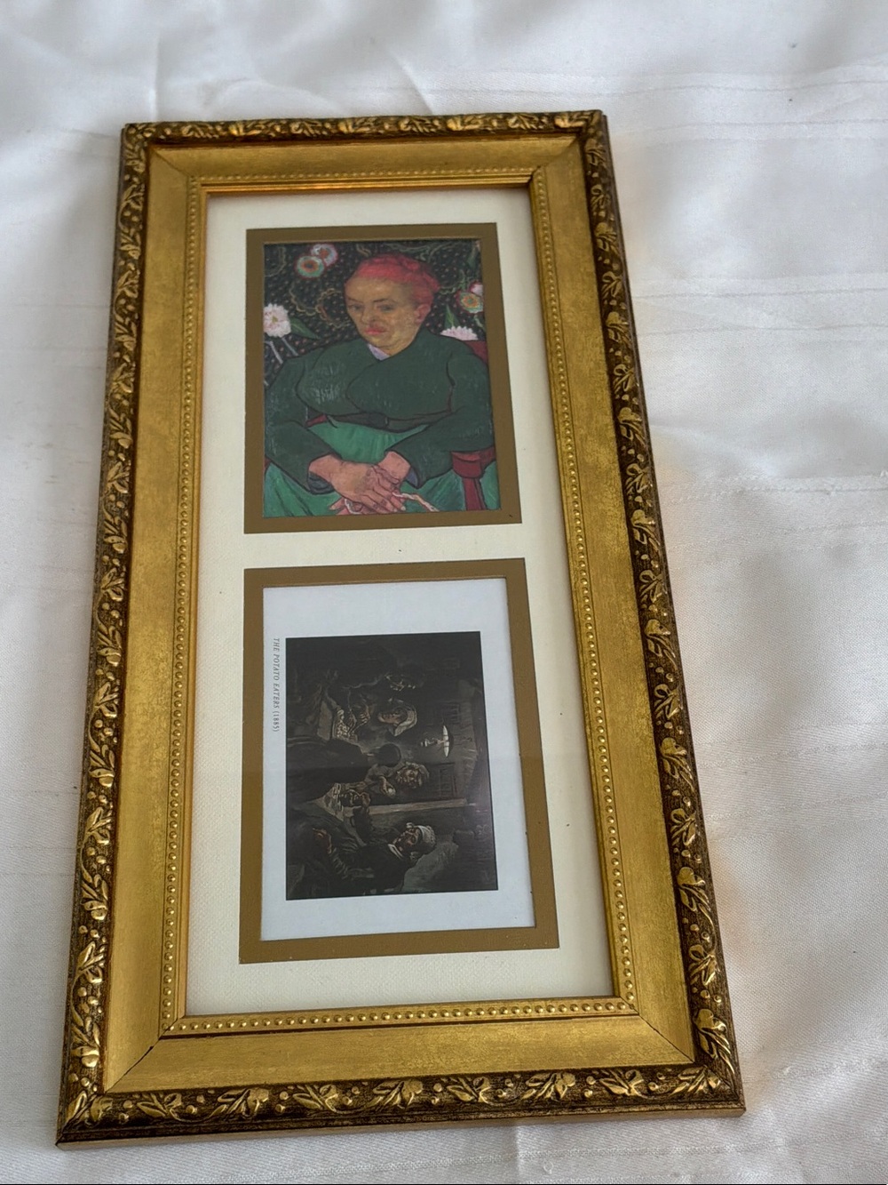 Double window gold tone orate frame 14”x7”